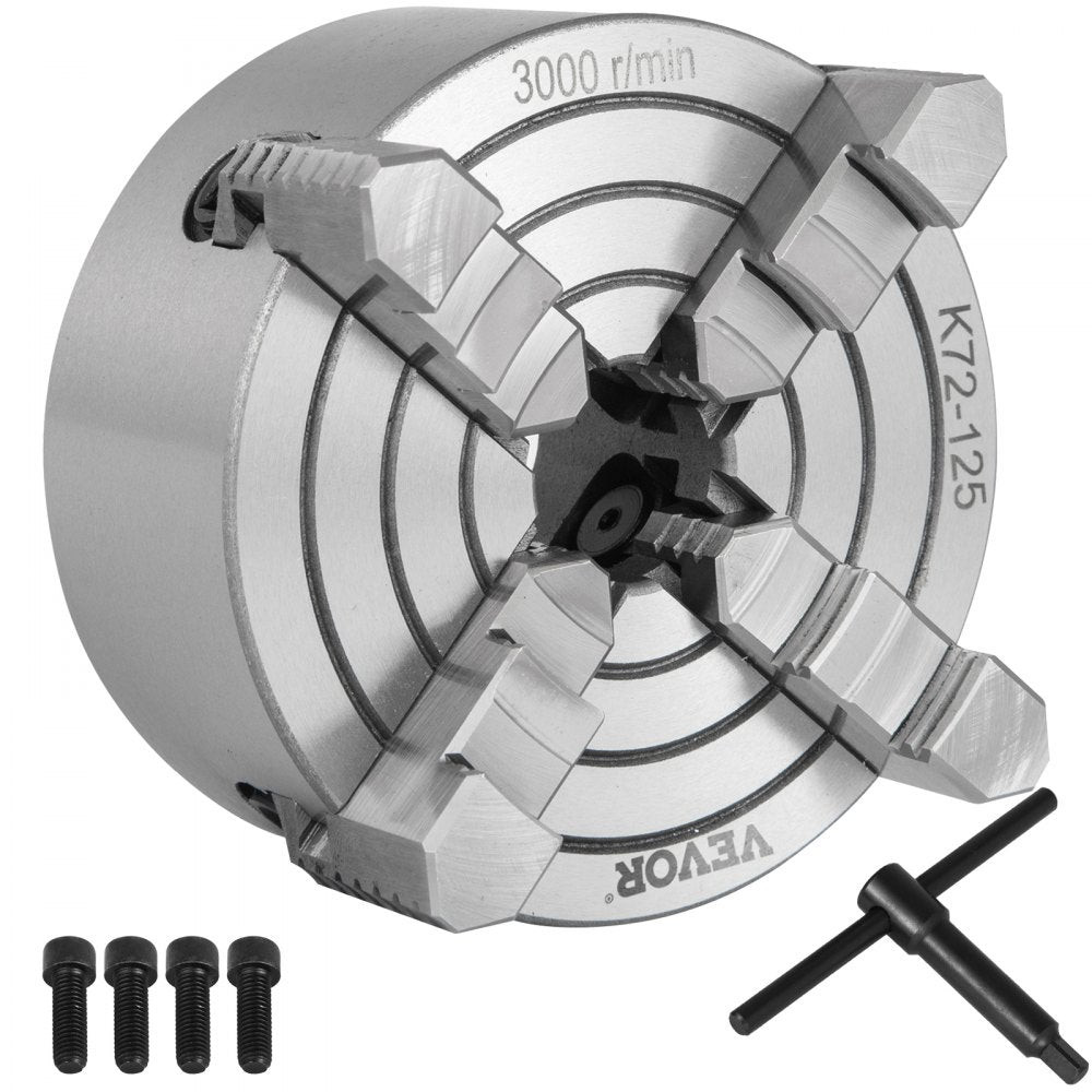 010411144252 - 5-Inch Cast Iron 4-Jaw Lathe Chuck for Precision Machining