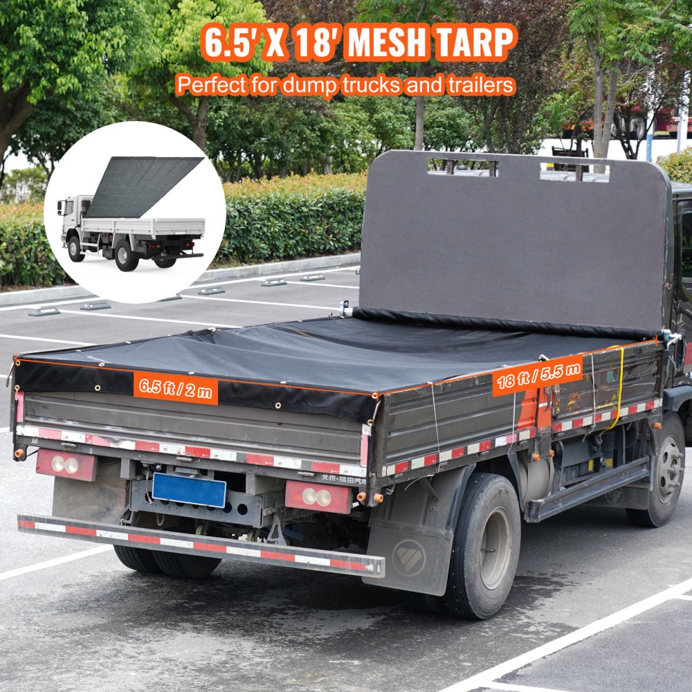 6.5x18 ft - Heavy-Duty PVC Mesh Tarp for Dump Trucks