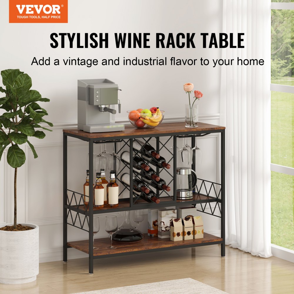 07920001005010101 - 39.4" Industrial Bar Cabinet with Wine Rack & Glass Holder