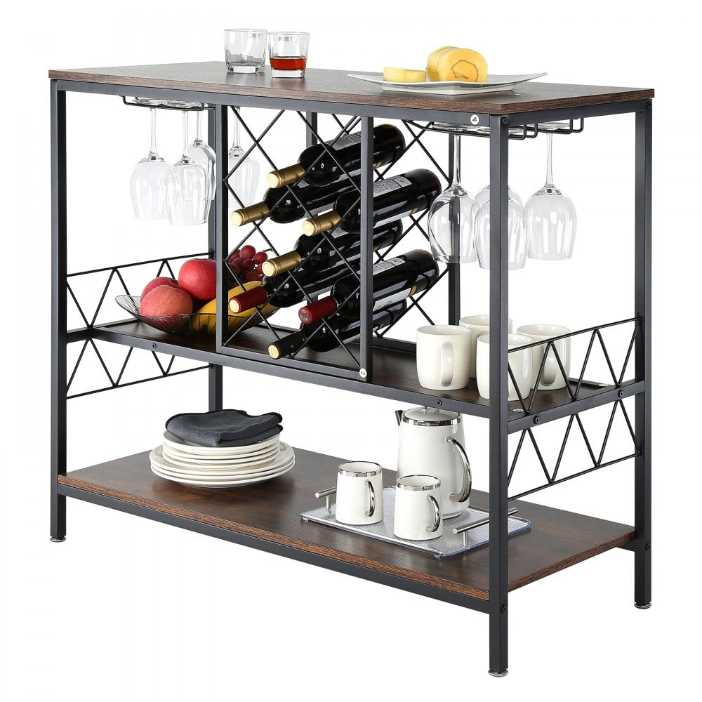 07920001005010101 - 39.4" Industrial Bar Cabinet with Wine Rack & Glass Holder