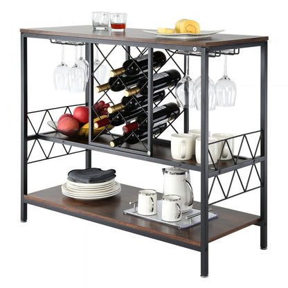 07920001005010101 - 39.4" Industrial Bar Cabinet with Wine Rack & Glass Holder