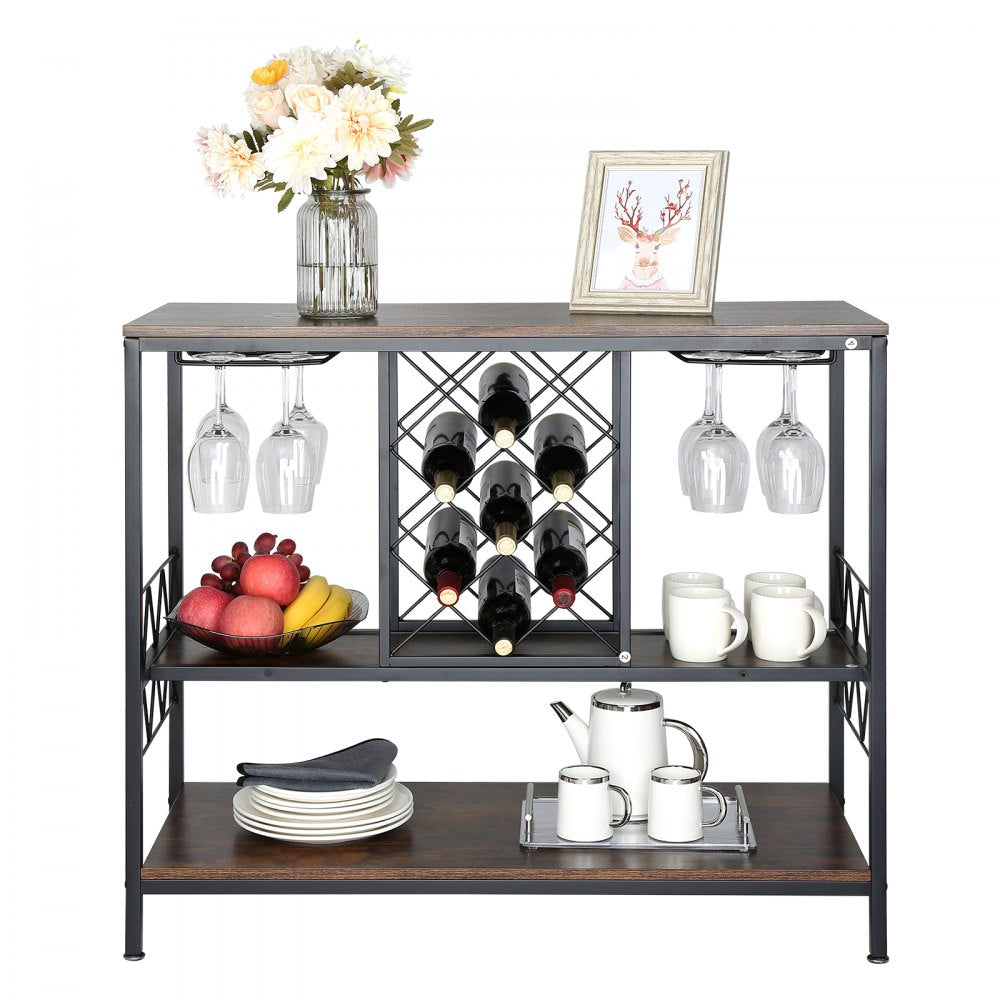 07920001005010101 - 39.4" Industrial Bar Cabinet with Wine Rack & Glass Holder