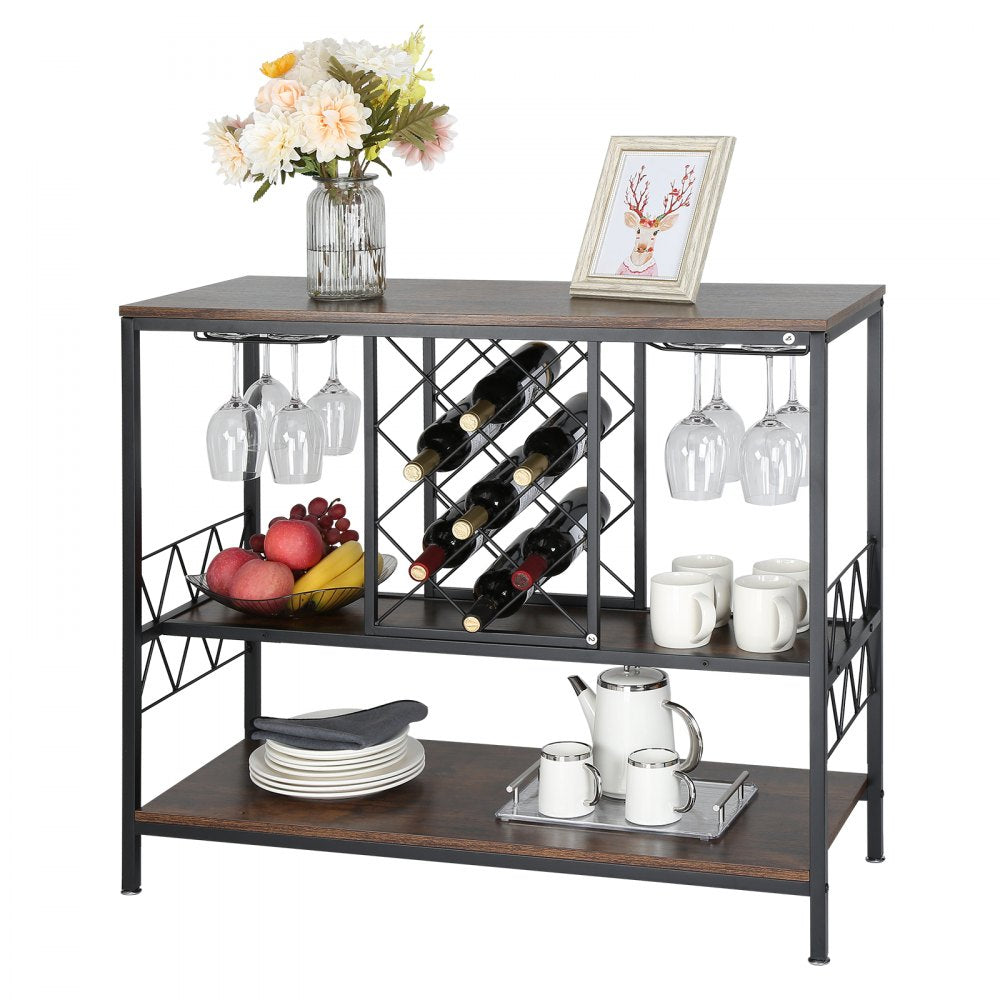 07920001005010101 - 39.4" Industrial Bar Cabinet with Wine Rack & Glass Holder