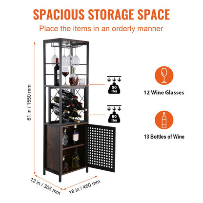 07920003005010101 - 18 Inch Stylish VEVOR Bar Cabinet for 13 Bottles & Glasses