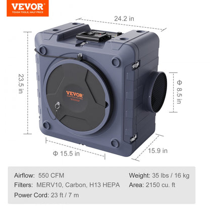 ZHP2301-550 - VEVOR 3-Stage Air Scrubber for Improved Air Quality