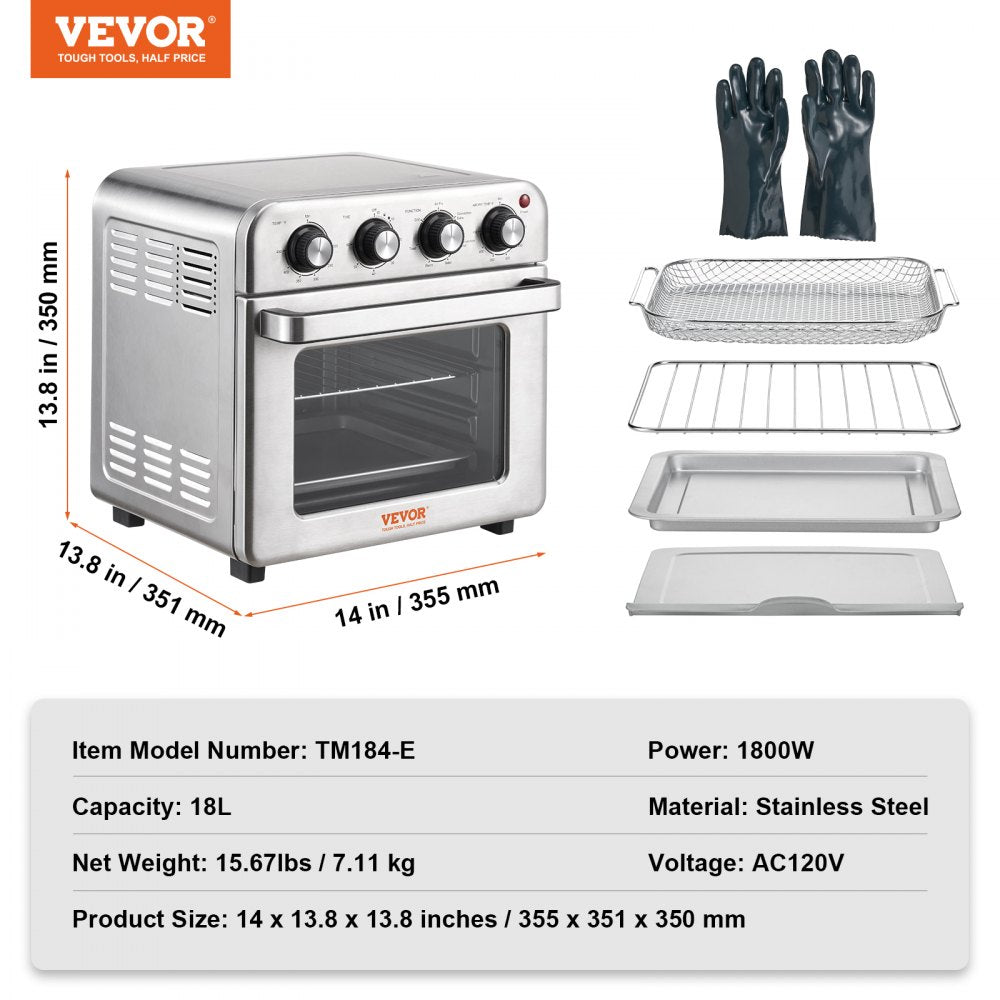 TM184-E - 18L Stainless Steel 7-in-1 Air Fryer Toaster Oven