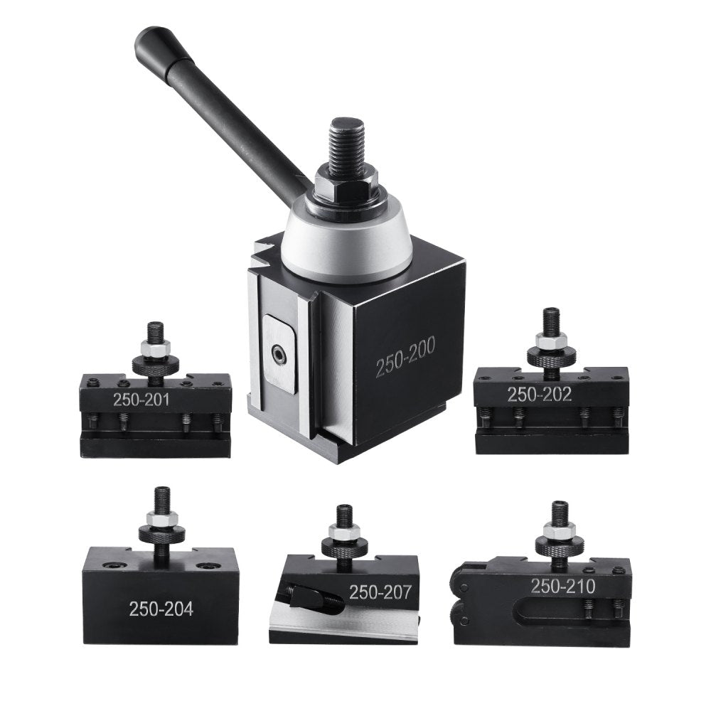 250-200(6) - Durable 6-Piece Quick Change Tool Post Set for 10-15" Lathes