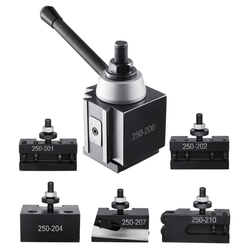 250-200(6) - Durable 6-Piece Quick Change Tool Post Set for 10-15" Lathes
