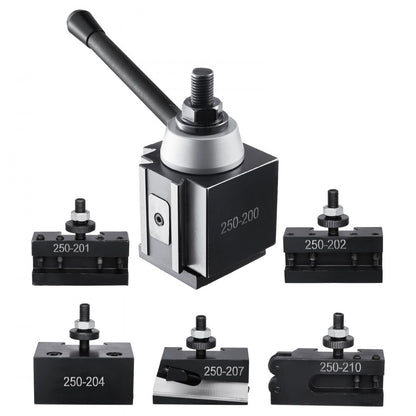 250-200(6) - Durable 6-Piece Quick Change Tool Post Set for 10-15" Lathes