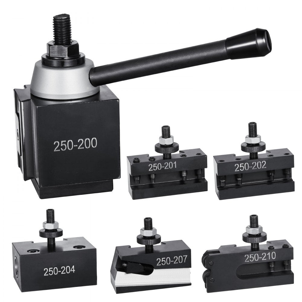 250-200(6) - Durable 6-Piece Quick Change Tool Post Set for 10-15" Lathes