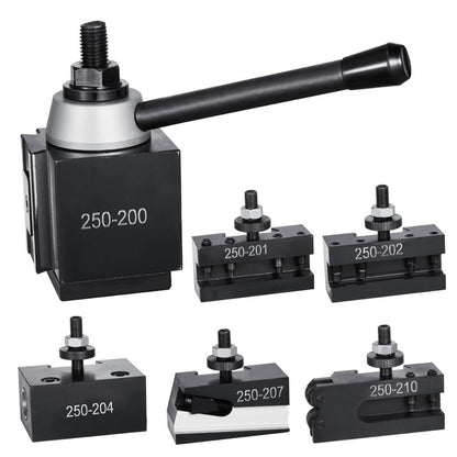 250-200(6) - Durable 6-Piece Quick Change Tool Post Set for 10-15" Lathes