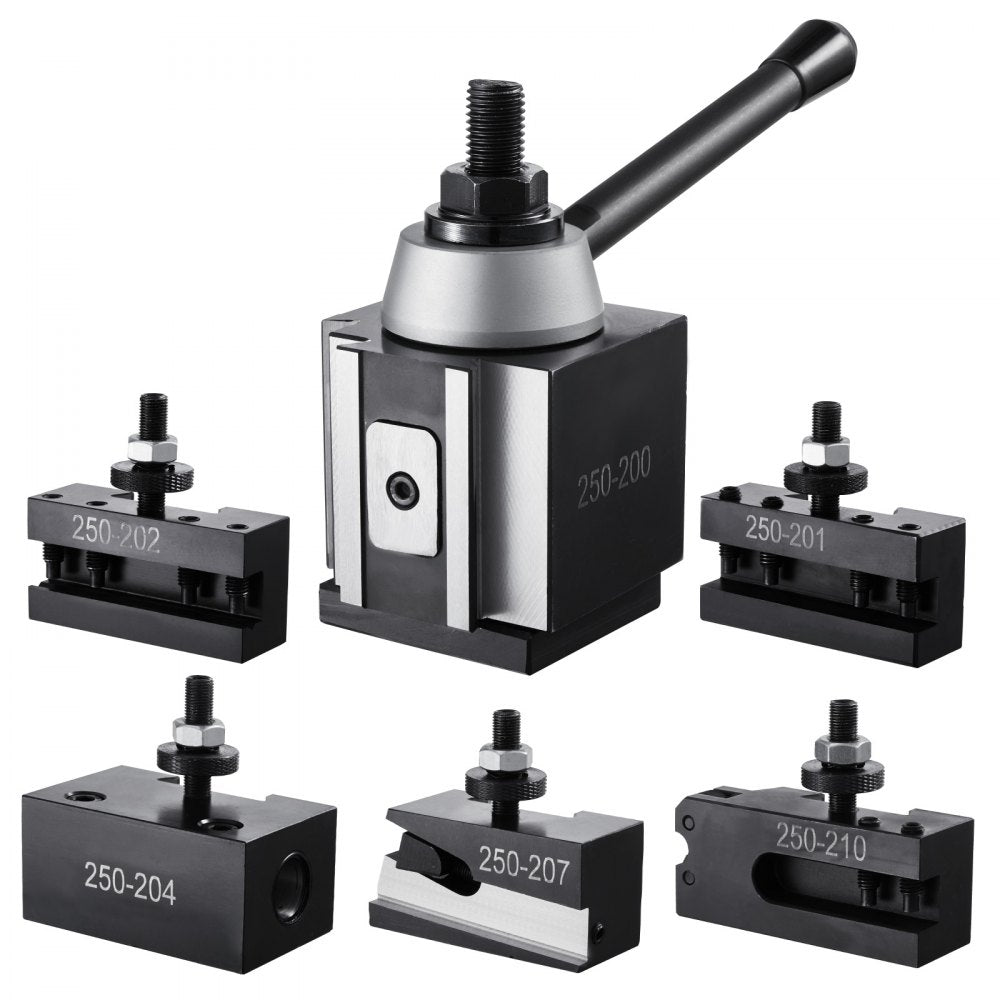 250-200(6) - Durable 6-Piece Quick Change Tool Post Set for 10-15" Lathes