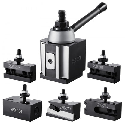 250-200(6) - Durable 6-Piece Quick Change Tool Post Set for 10-15" Lathes