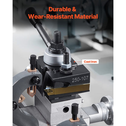 250-100(6) - Durable 6-Piece Quick Change Tool Post Set for 6"-12" Lathes