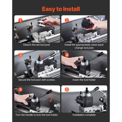 250-100(6) - Durable 6-Piece Quick Change Tool Post Set for 6"-12" Lathes