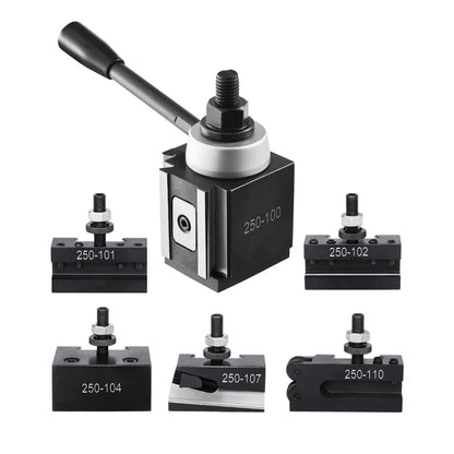 250-100(6) - Durable 6-Piece Quick Change Tool Post Set for 6"-12" Lathes