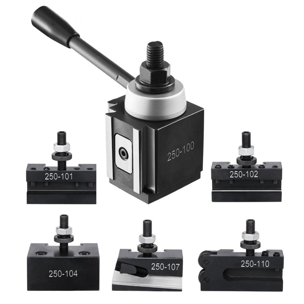 250-100(6) - Durable 6-Piece Quick Change Tool Post Set for 6"-12" Lathes