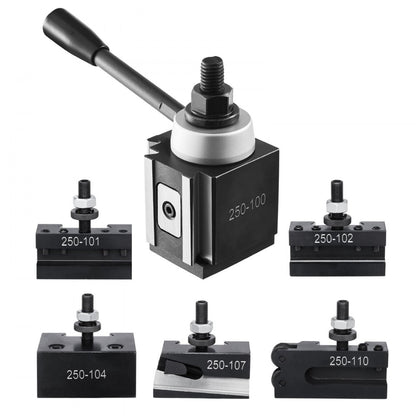 250-100(6) - Durable 6-Piece Quick Change Tool Post Set for 6"-12" Lathes