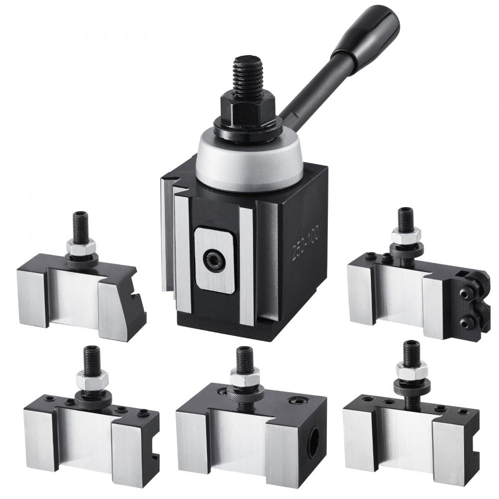 250-100(6) - Durable 6-Piece Quick Change Tool Post Set for 6"-12" Lathes