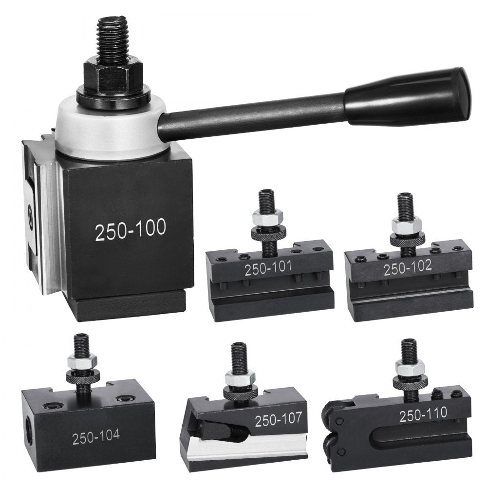 250-100(6) - Durable 6-Piece Quick Change Tool Post Set for 6"-12" Lathes