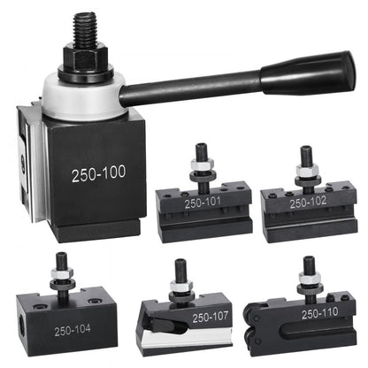 250-100(6) - Durable 6-Piece Quick Change Tool Post Set for 6"-12" Lathes