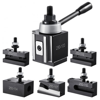 250-100(6) - Durable 6-Piece Quick Change Tool Post Set for 6"-12" Lathes