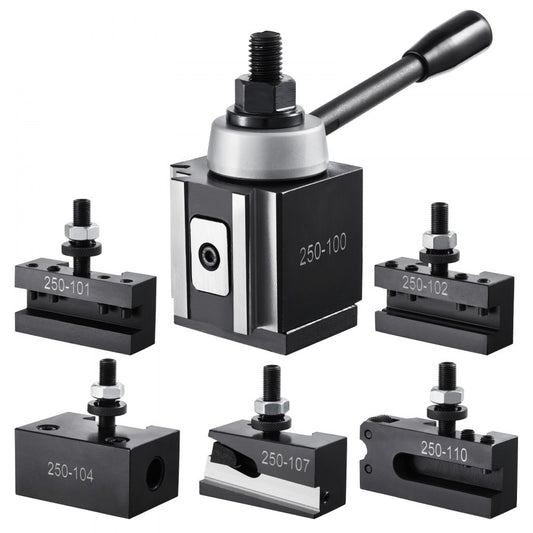 250-100(6) - Durable 6-Piece Quick Change Tool Post Set for 6"-12" Lathes