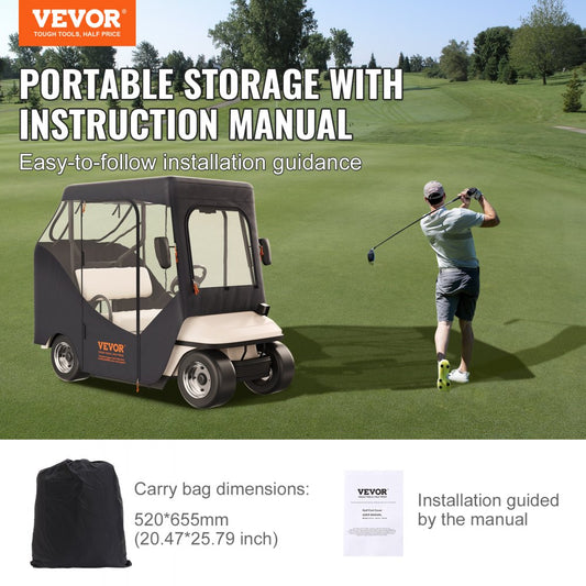 COV-22 - Durable 600D Golf Cart Enclosure 85x48x53" for 2 Passengers