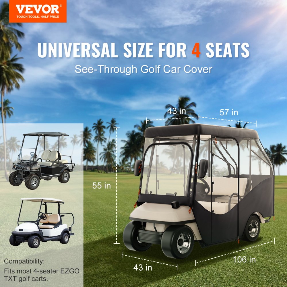 COV-24 - Weatherproof Golf Cart Enclosure, 106x43x55" Durable 600D Material