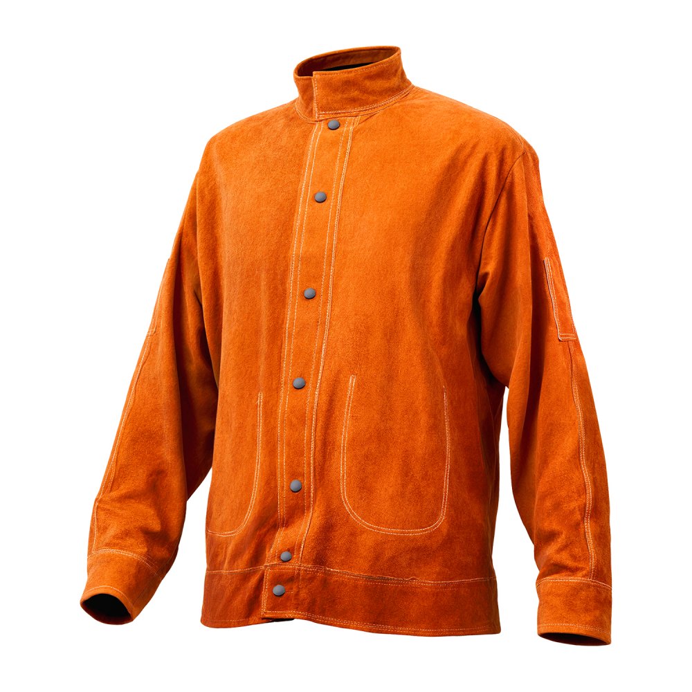 AP-7130 - Durable Flame-Resistant Leather Welding Jacket with Adjustable Cuffs