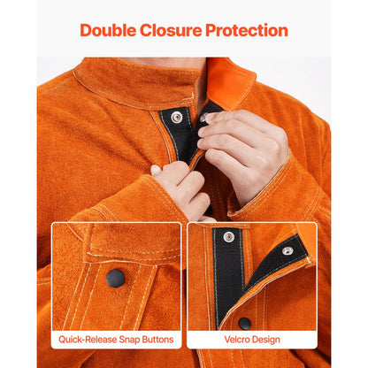 AP-7130 - Heavy-Duty Leather Welding Jacket for Optimal Flame Protection