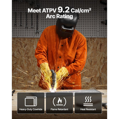 AP-7130 - XXL Flame-Resistant Cowhide Welding Jacket with 4 Pockets