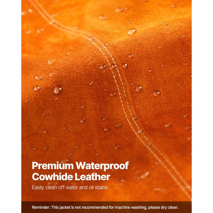 AP-7130 - XXL Flame-Resistant Cowhide Welding Jacket with 4 Pockets