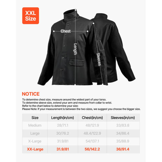 AP-2530 - Heavy-Duty Fire-Resistant Welding Jacket with Leather Sleeves