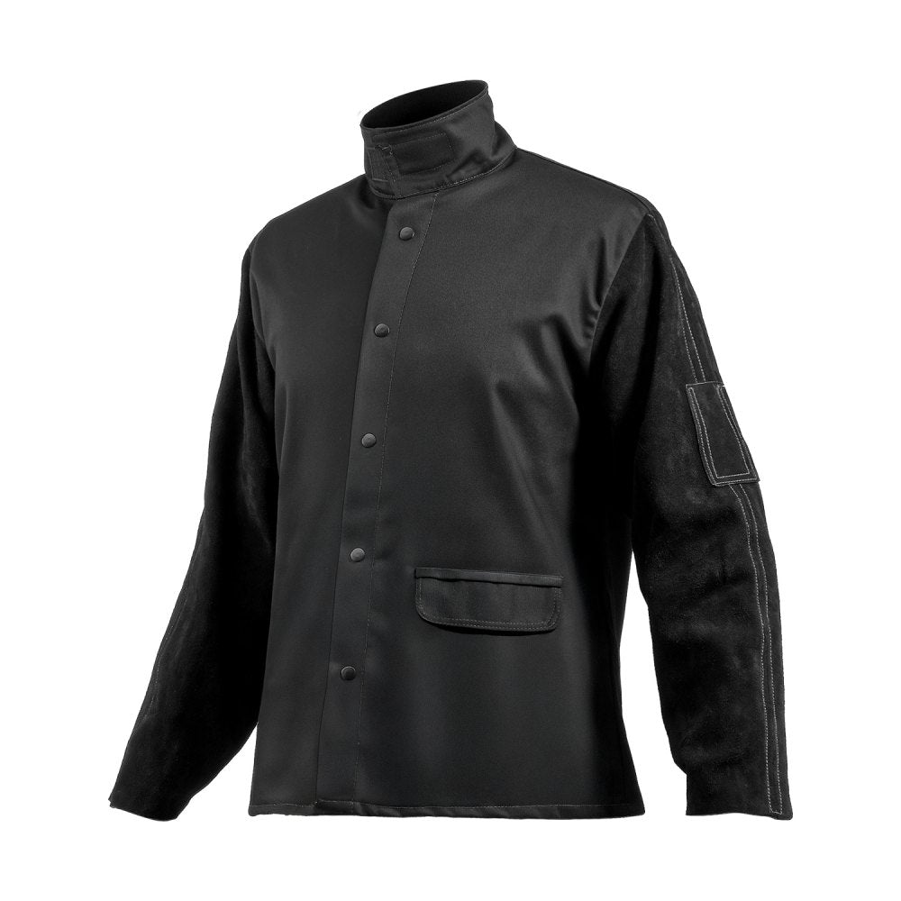 AP-2530 - Heavy-Duty Fire-Resistant Welding Jacket with Leather Sleeves