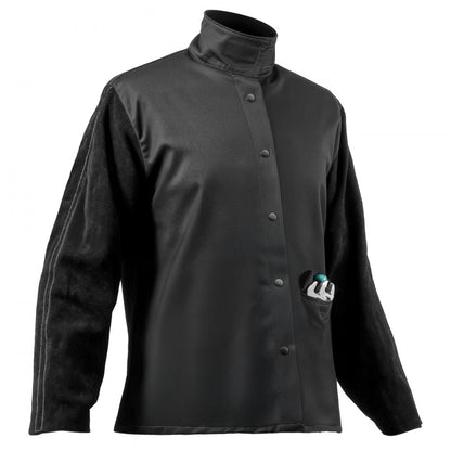 AP-2530 - Heavy-Duty Fire-Resistant Welding Jacket with Leather Sleeves