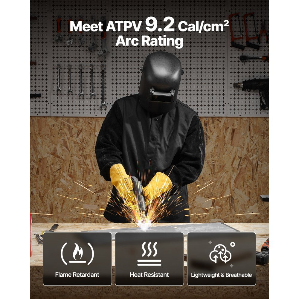 AP-2530 - Heavy Duty Flame-Resistant Welding Jacket with Leather Sleeves