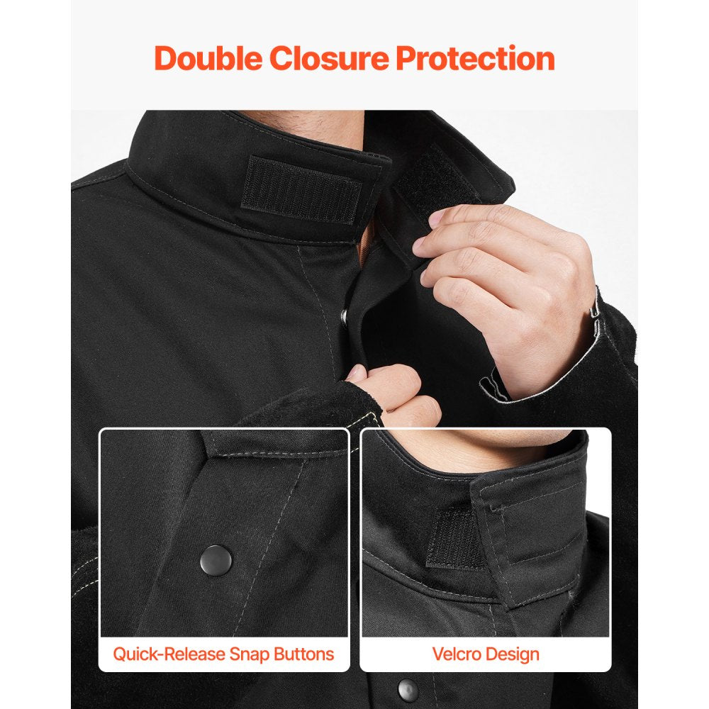 AP-2530 - Heavy Duty Flame-Resistant Welding Jacket with Leather Sleeves