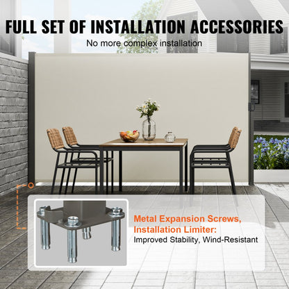 H038 - 63"x118" VEVOR Retractable Awning for Outdoor Privacy
