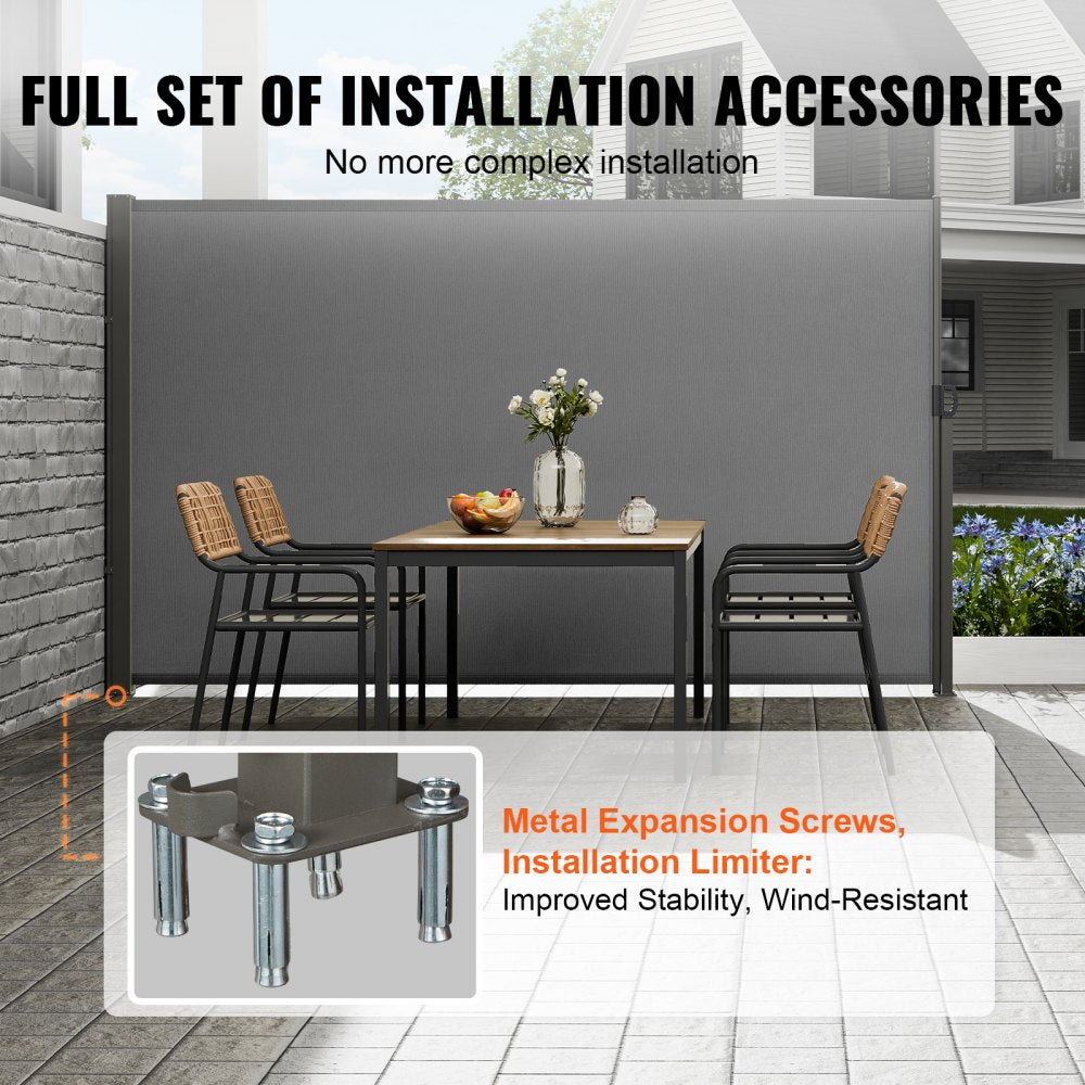 H038 - VEVOR 63"x118" Retractable Awning for Outdoor Privacy Protection