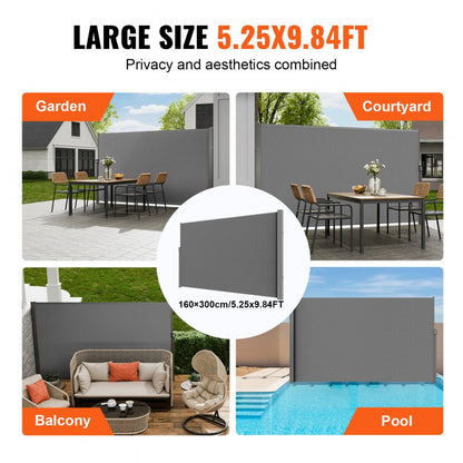 H038 - VEVOR 63"x118" Retractable Awning for Outdoor Privacy Protection
