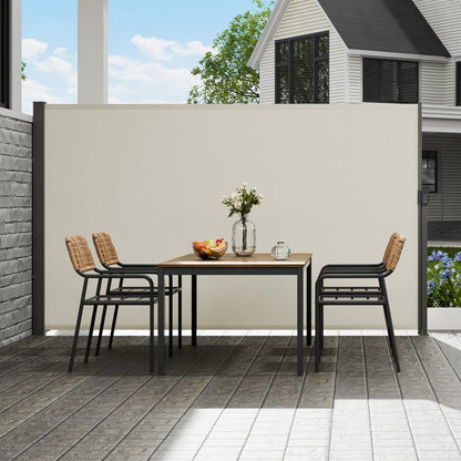 H038 - 71"x118" Beige Retractable Awning for Outdoor Privacy