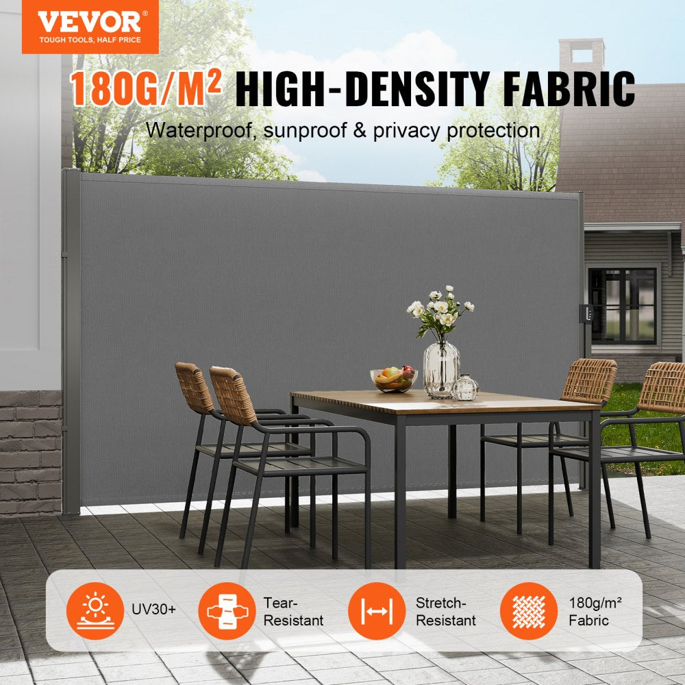 H038 - 71"x138" VEVOR Retractable Awning for Outdoor Privacy & UV Protection