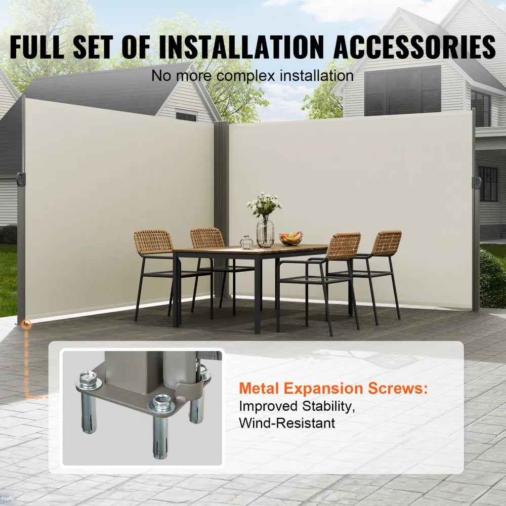 H038 - 79"x236" VEVOR Retractable Awning for Indoor/Outdoor Privacy