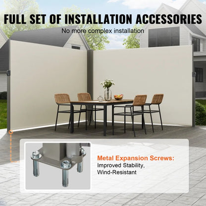 H038 - 79"x236" VEVOR Retractable Awning for Indoor/Outdoor Privacy
