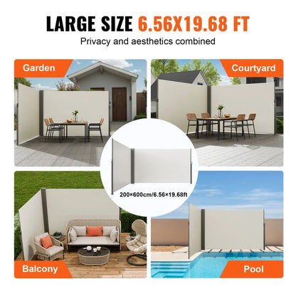 H038 - 79"x236" VEVOR Retractable Awning for Indoor/Outdoor Privacy