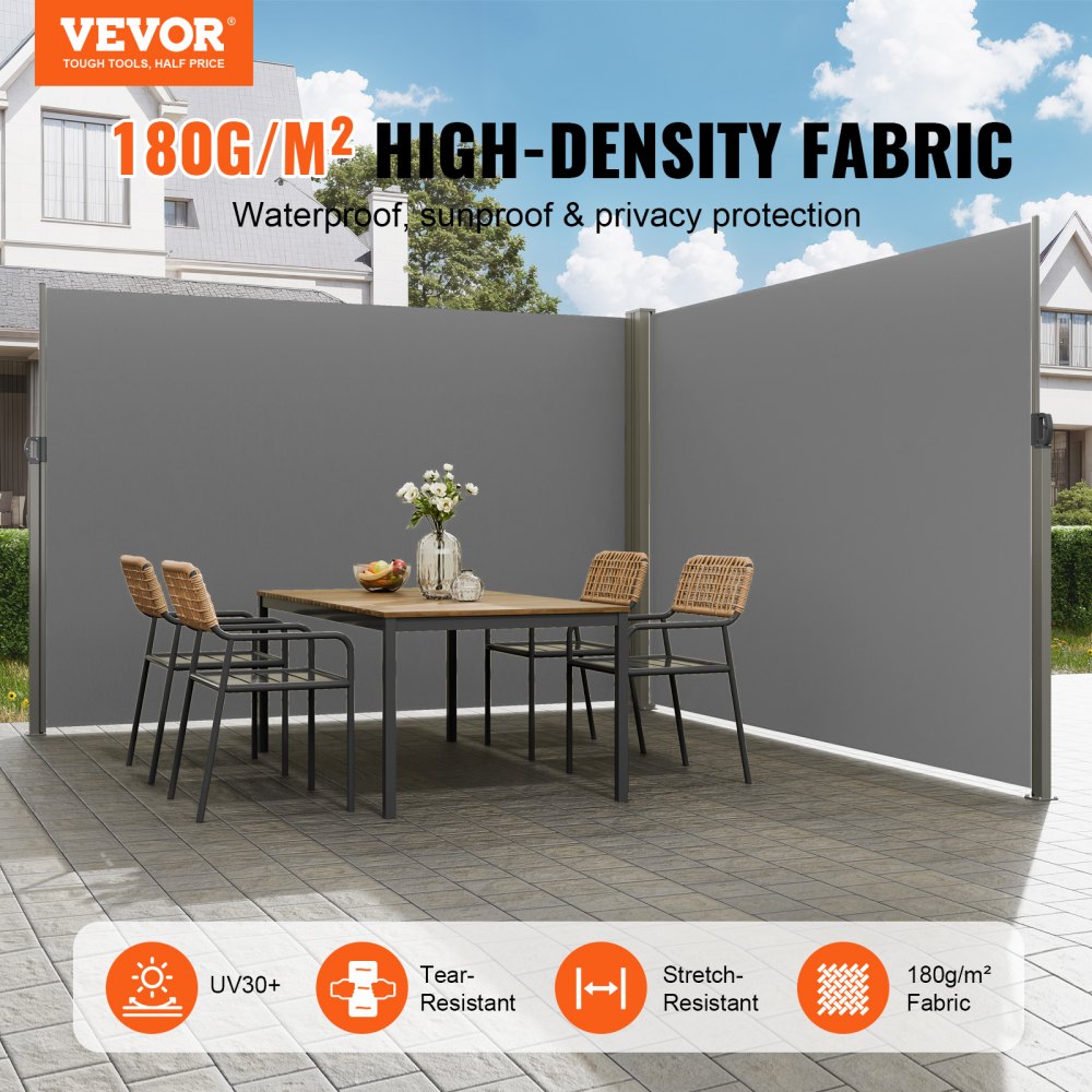 H038 - 79"x236" VEVOR Retractable Awning with UV & Wind Protection