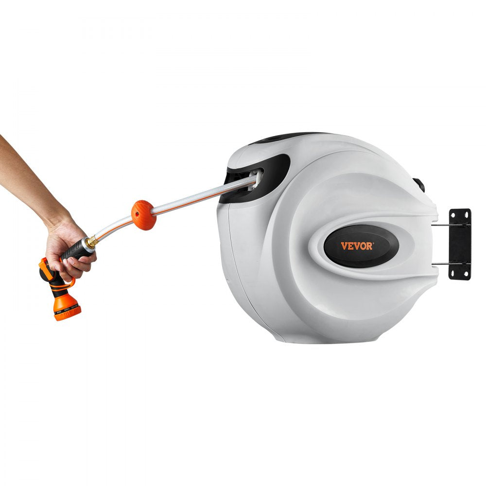 010108687040 - VEVOR 100' Retractable Hose Reel with 9 Spray Patterns