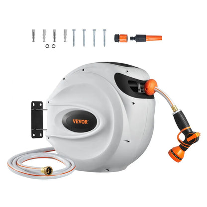 010108687040 - VEVOR 100' Retractable Hose Reel with 9 Spray Patterns