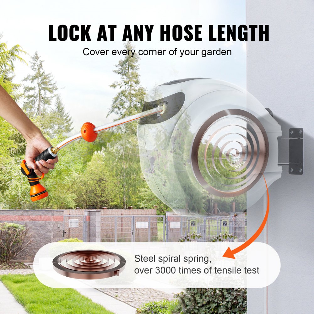 010200188523 - 115' Retractable Hose Reel with 180° Swivel Mount